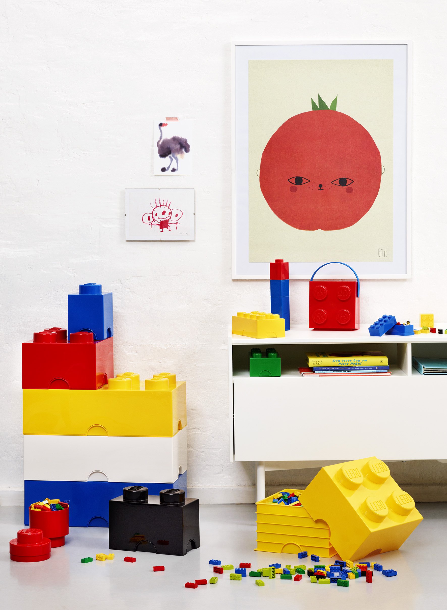 LEGO Brick Storage Box - Stackable Toy Organizer for Kids Room | Light Royal Blue Building Block Container (9.84x9.84x7.09in) | Perfect for LEGO Toy Storage, Playroom Organization & Kids Bedroom Decor