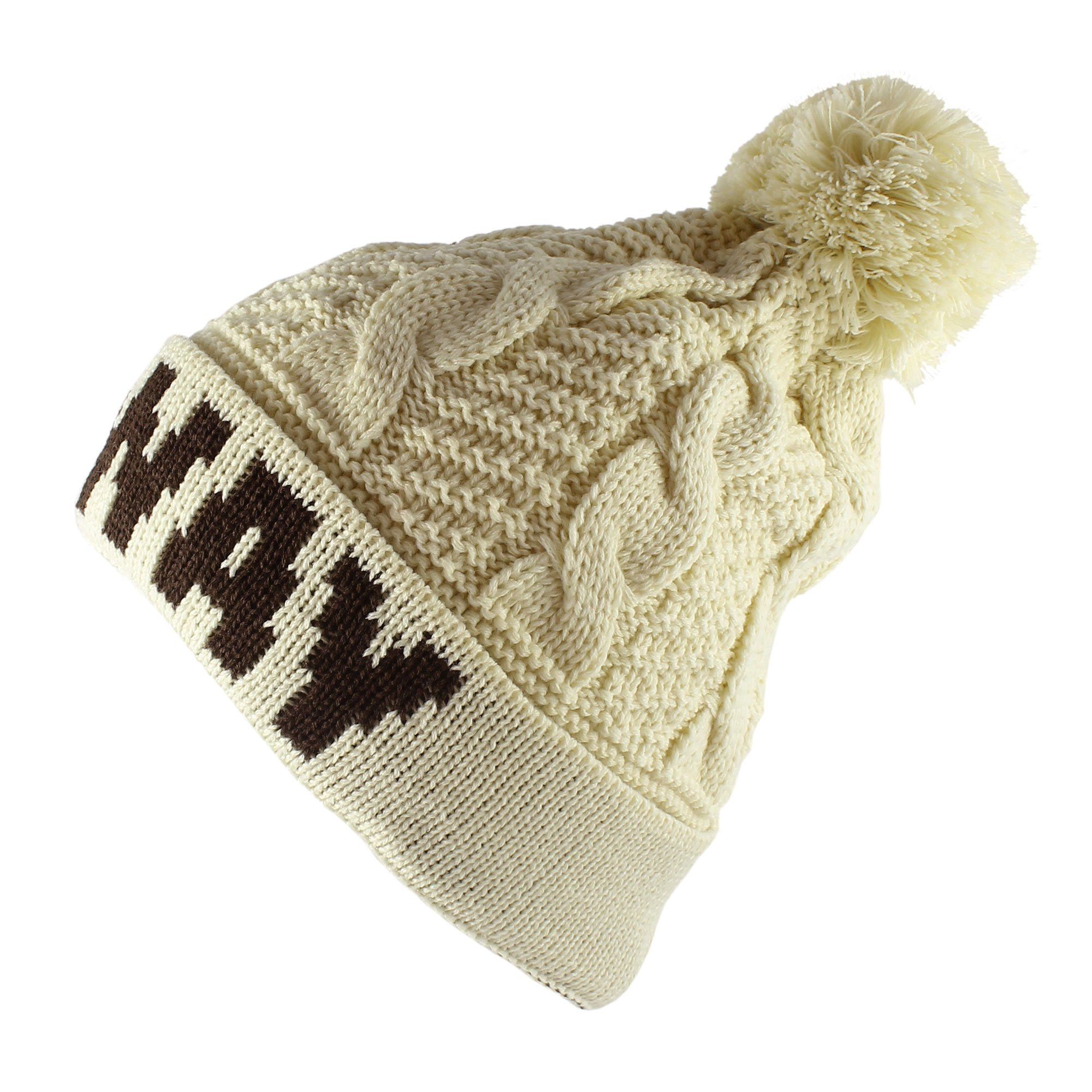 Warm Thick Crochet Knit Slouchy Pom Pom Beanie - Winter Ski Hat for Women & Men - Cozy & Stylish Cold Weather Accessory for Skiing, Snowboarding & Outdoor Activities