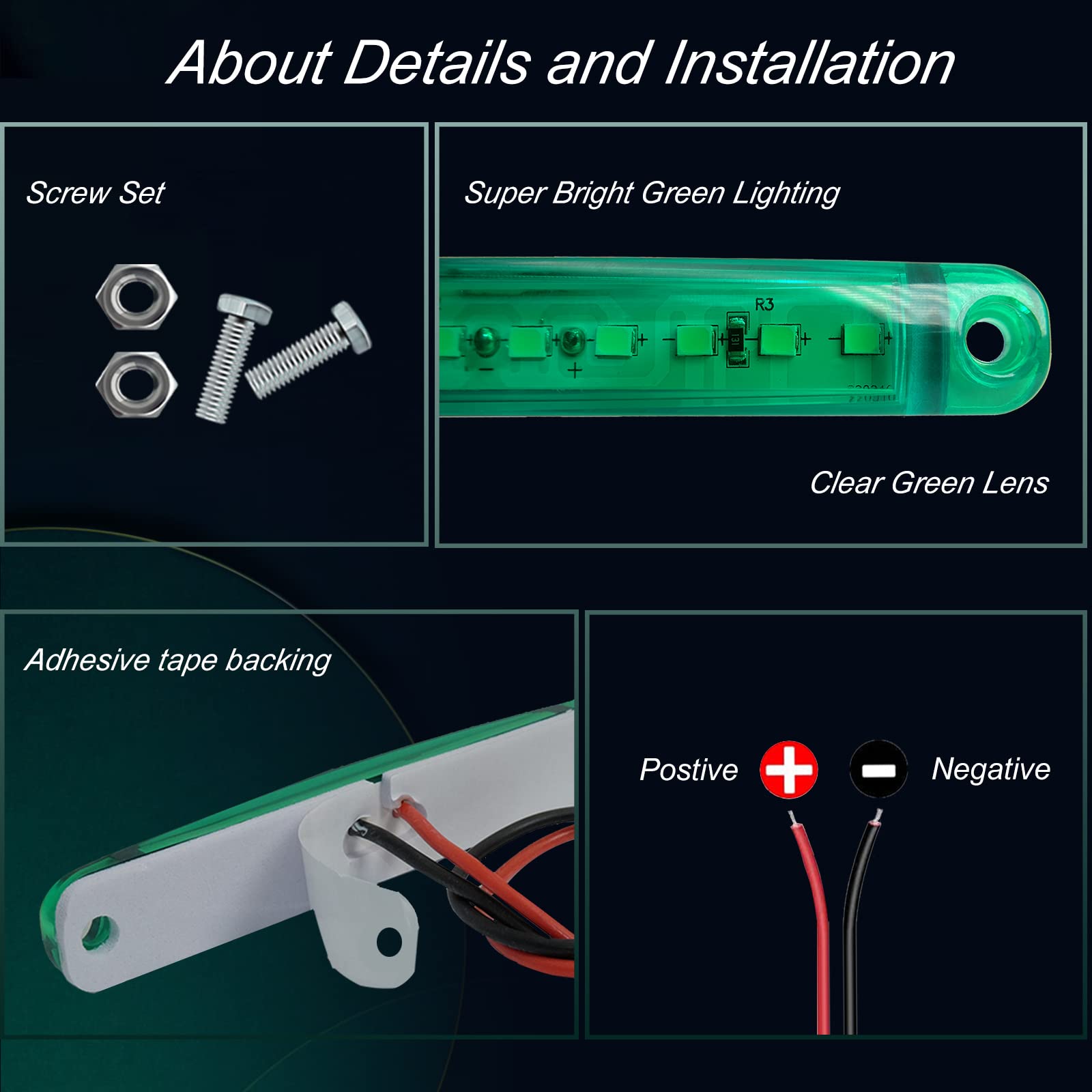 8Pcs Marine LED Boat Navigation Lights - Red & Green for Yachts & Fishing Boats
