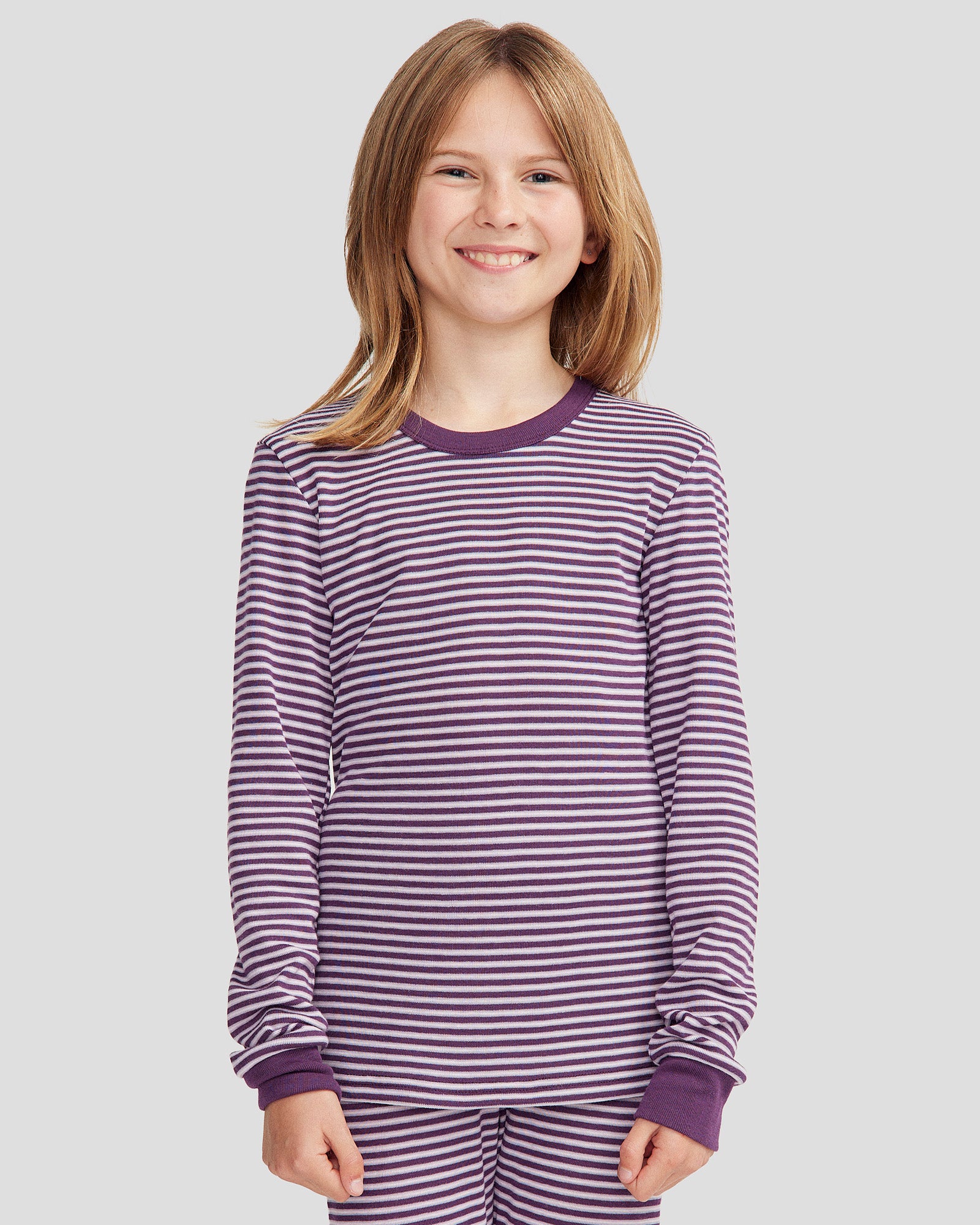 KMDCore Kids' Long Sleeve Striped Top - Jam & Haze Color - Perfect for School, Playdates & Outdoor Activities