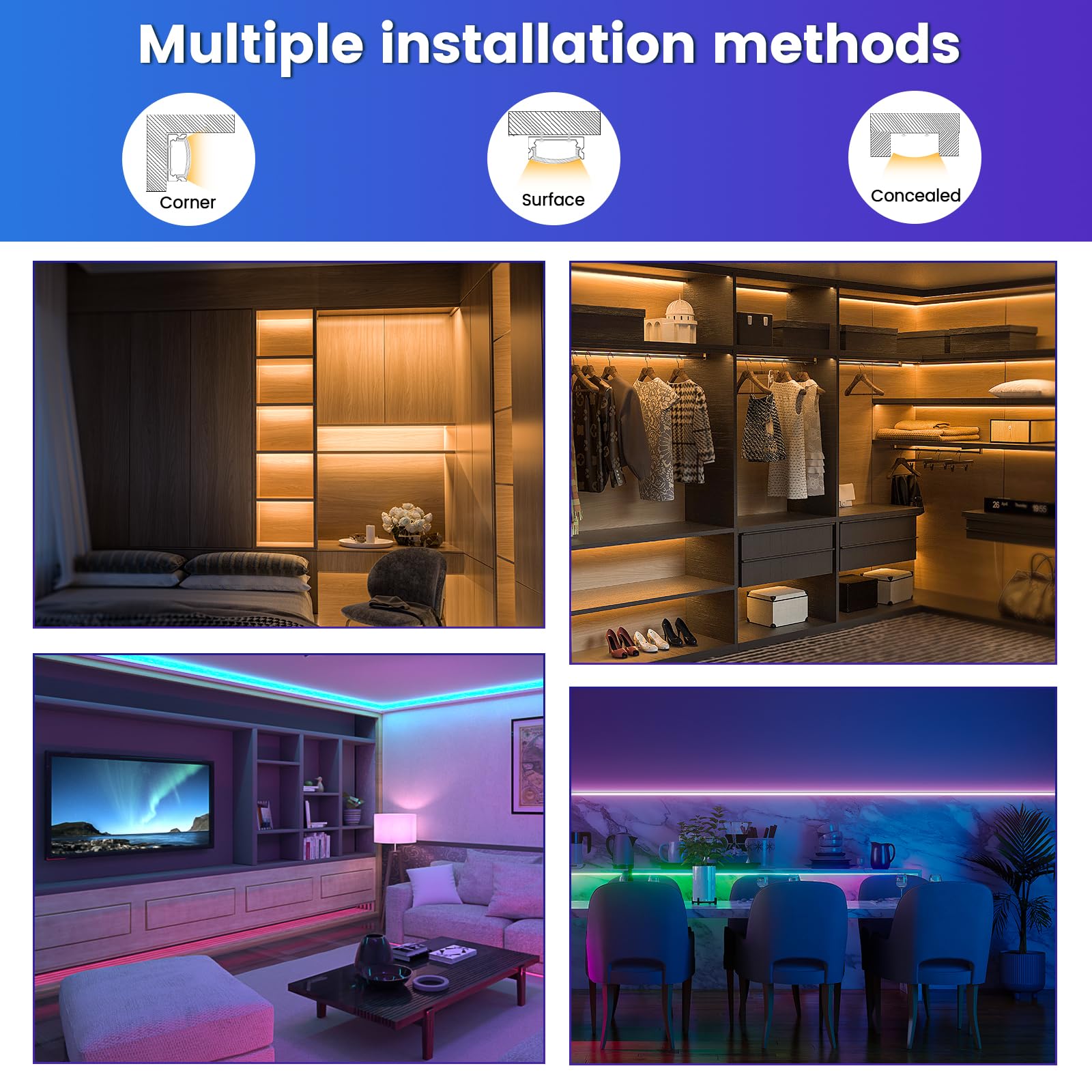 Muzata 10-Pack 6.6FT/2M Black LED Strip Channel with Frosted Diffuser Cover - Aluminum Track for LED Light Strips - Perfect for Home, Kitchen, Cabinet, and Commercial Lighting