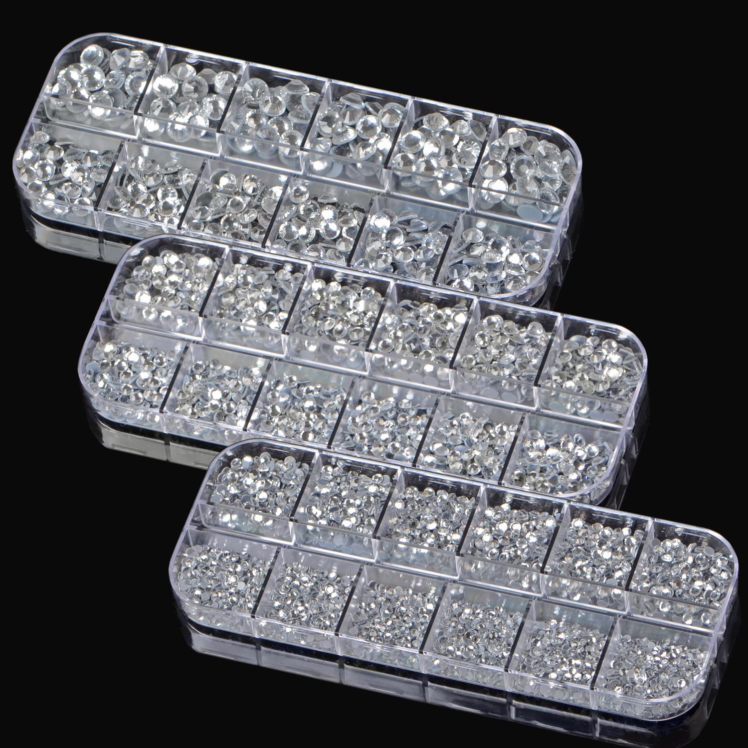 6800pcs Flatback Glass Hotfix Rhinestones Crystal Beads Kit with Tweezer & Picking Pen for DIY Crafts - Shoes, Clothes, Bags, Nail Art, Face Painting (6 Sizes, Clear) | Perfect for Costume Design, Wedding Decor, Fashion Accessories & DIY Projects