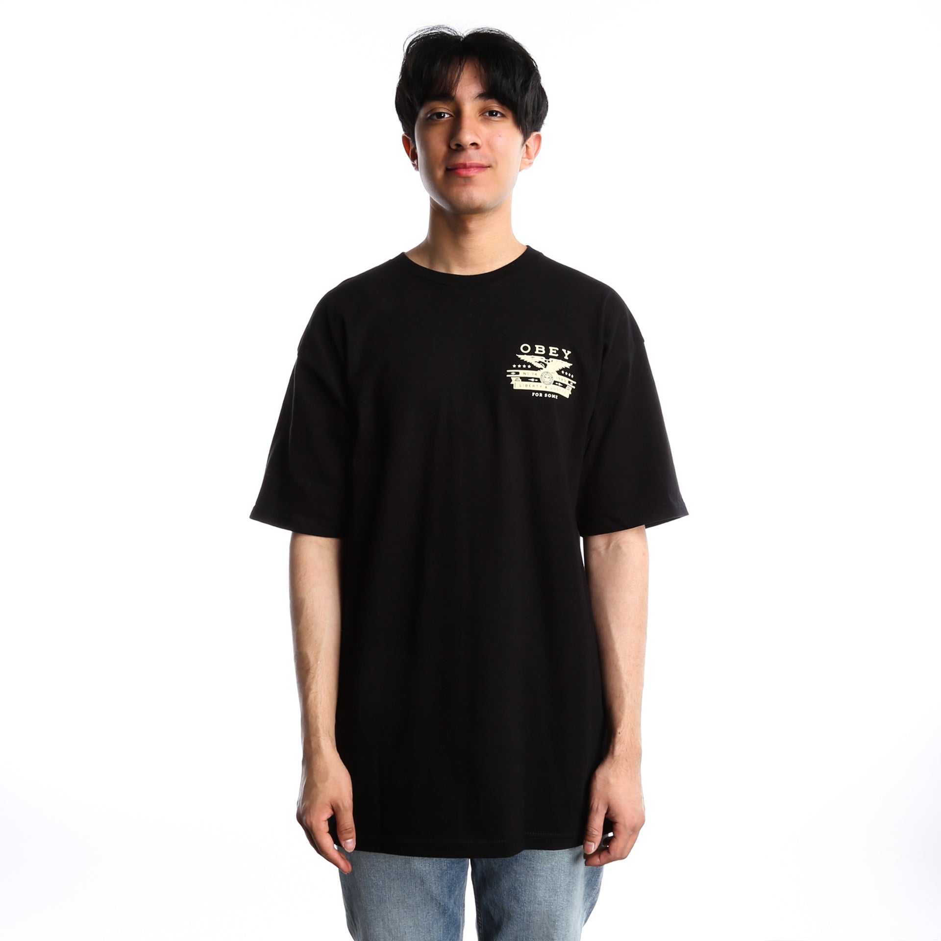 Obey Dissent & Justice Eagle Graphic T-Shirt for Men - Black Cotton Tee - Streetwear & Casual Outfit Essential