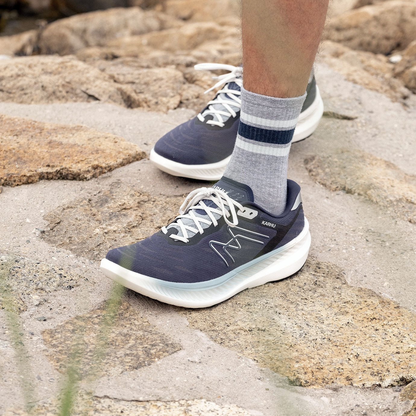 Men's Fusion 4.0 Running Shoes - Mood Indigo & Stone Blue Color | Lightweight Athletic Sneakers for Jogging, Gym Workouts & Daily Wear