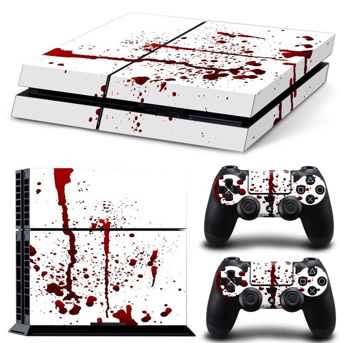 DOTBUY PS4 Skin Sticker - Protective Vinyl Decal Cover for Sony PlayStation 4 Console & 2 DualShock 4 Controllers (Blood Red Design) - Perfect for Gaming Setups, Customization & Console Protection