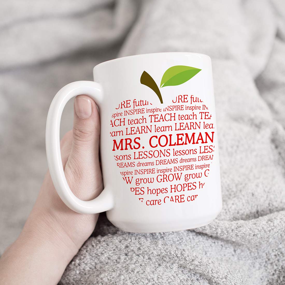 Personalized Teacher Mug with Name - Gift for Women Teachers in PE, Math, Art, Science - Perfect for Teacher Appreciation Day & Retirement Gifts (White)