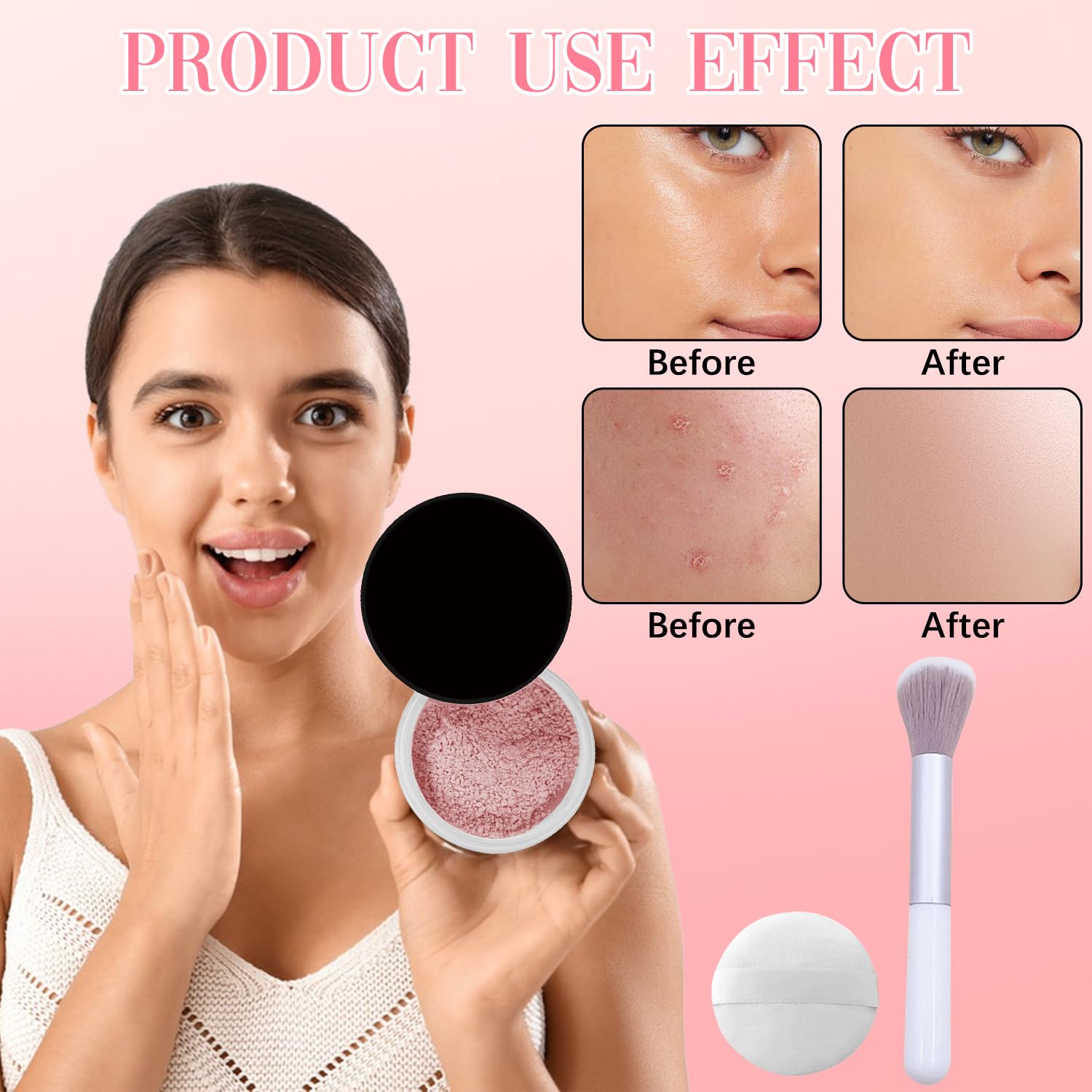 Blurring Setting Powder - Translucent Pink Blurring & Mattifying Makeup Powder for All Skin Types | Perfect for Daily Wear, Photo Shoots & Special Occasions
