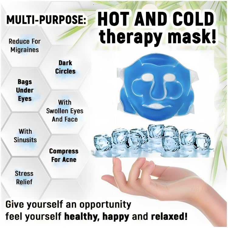 Cooling Face Mask for Puffy Eyes & Swelling Relief | Soothing Gel Eye Mask for Stress & Fatigue | Perfect for Travel, Work & Home Relaxation (1 Pack)