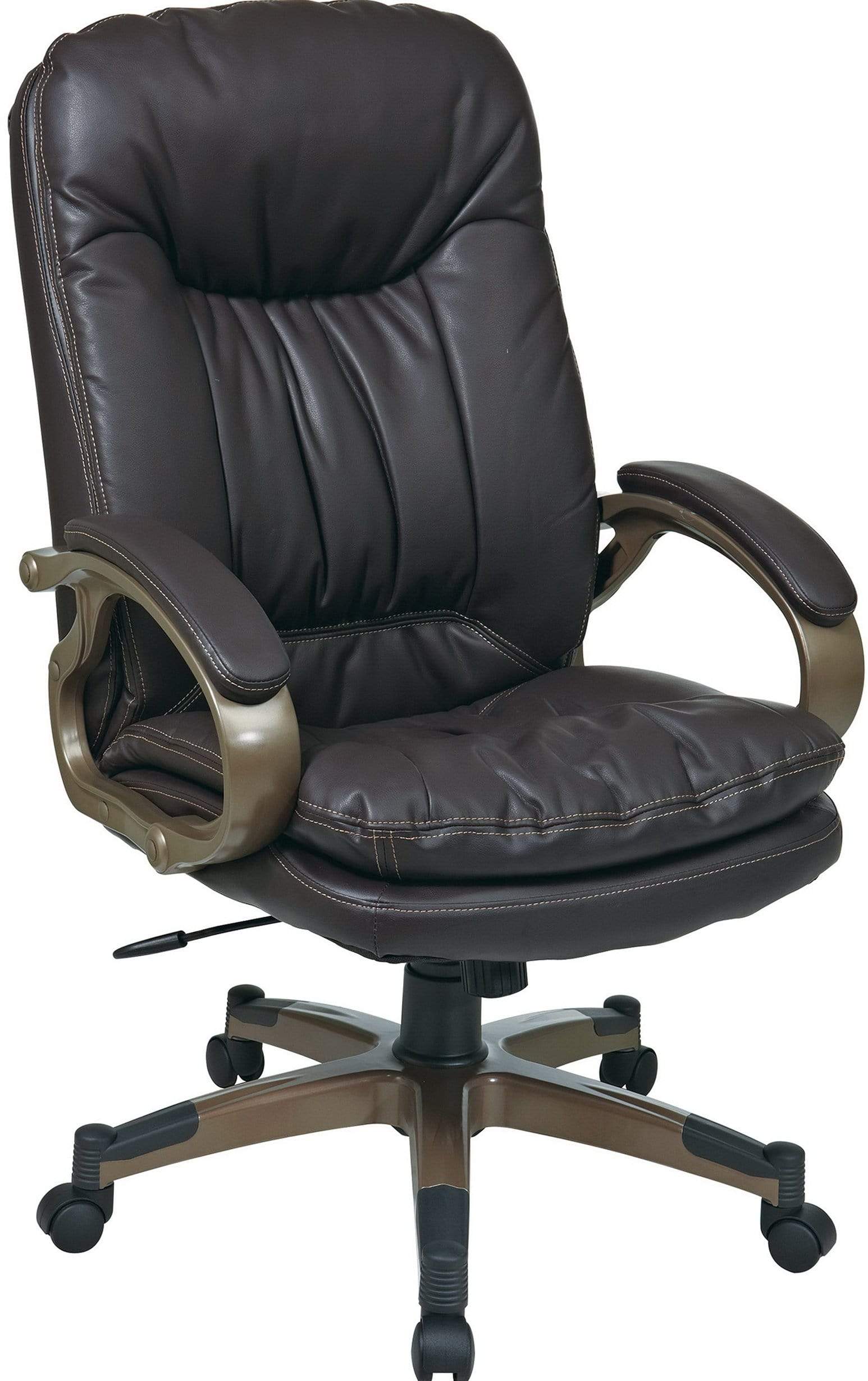 Premium Executive Espresso Leather Office Chair with Cocoa Frame - Ergonomic High Back Desk Chair for Home & Business Use - Ideal for Conference Rooms, Executive Suites & Professional Workspaces