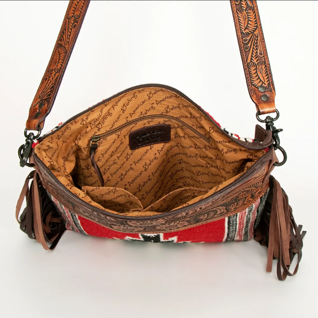 American Darling Fringe Crossbody Bag - Red, Black & White Colors | Stylish Boho Purse for Women, Perfect for Parties, Concerts & Everyday Use