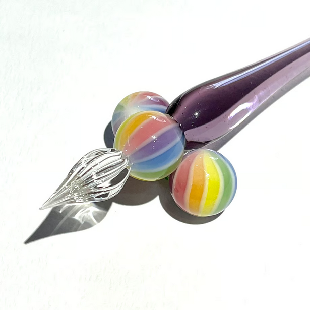 Japanese Glass Dip Pen Rest - Rainbow Calligraphy Nib Holder for Ink Writing & Art - Perfect for Calligraphy, Drawing, and Decorative Desk Display
