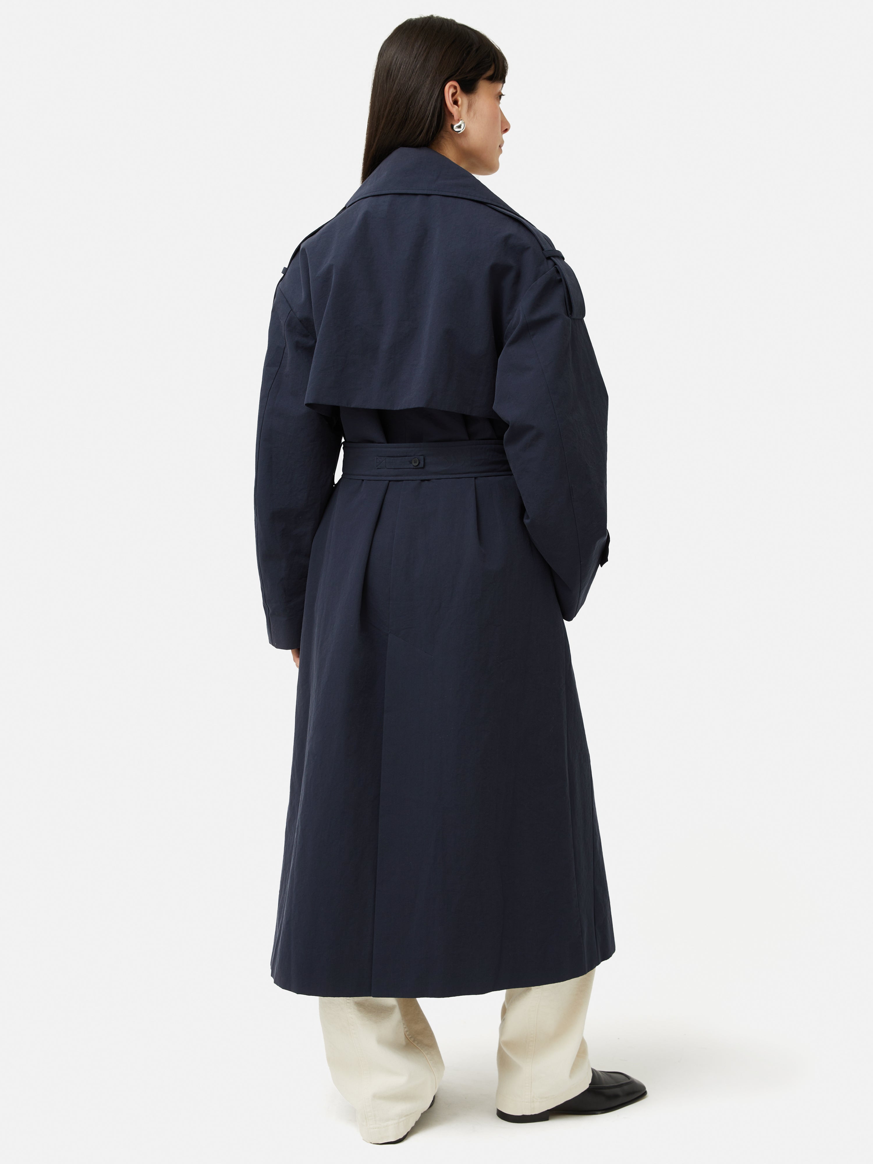 Nelson Cotton Trench Coat for Women - Classic Blue Waterproof Raincoat | Perfect for Spring, Fall & Office Wear