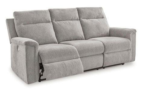 Barnsana Ash Power Reclining Sofa with USB Charging Ports - Modern 3-Seater Leather Recliner Couch for Living Room, Home Theater & Family Room Relaxation