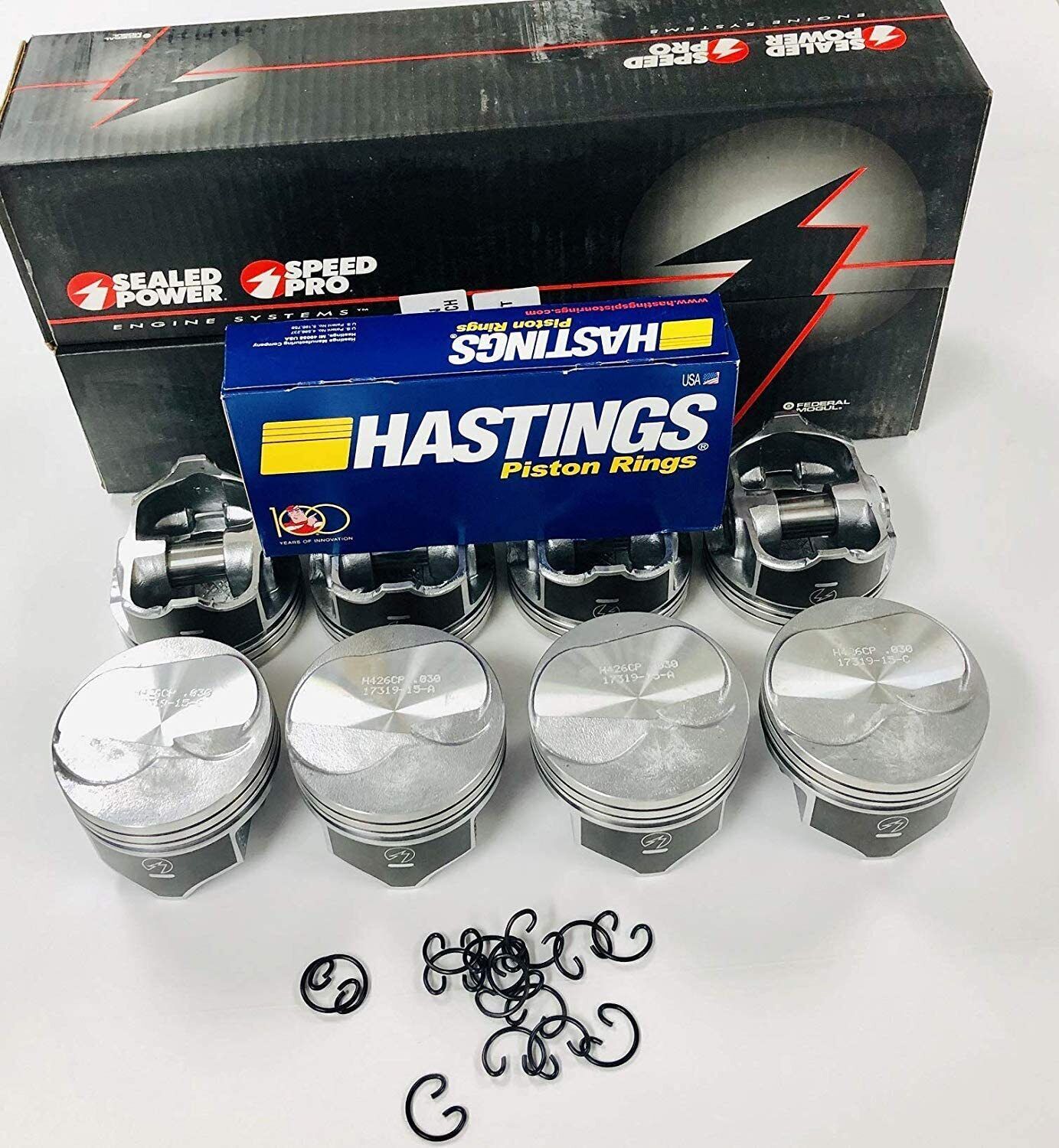 SPEED PRO Hypereutectic Coated 10cc Dome Pistons with 8+MOLY Rings for Chevy Big Block 454 STD - High Performance Engine Upgrade for Racing & Restoration Projects