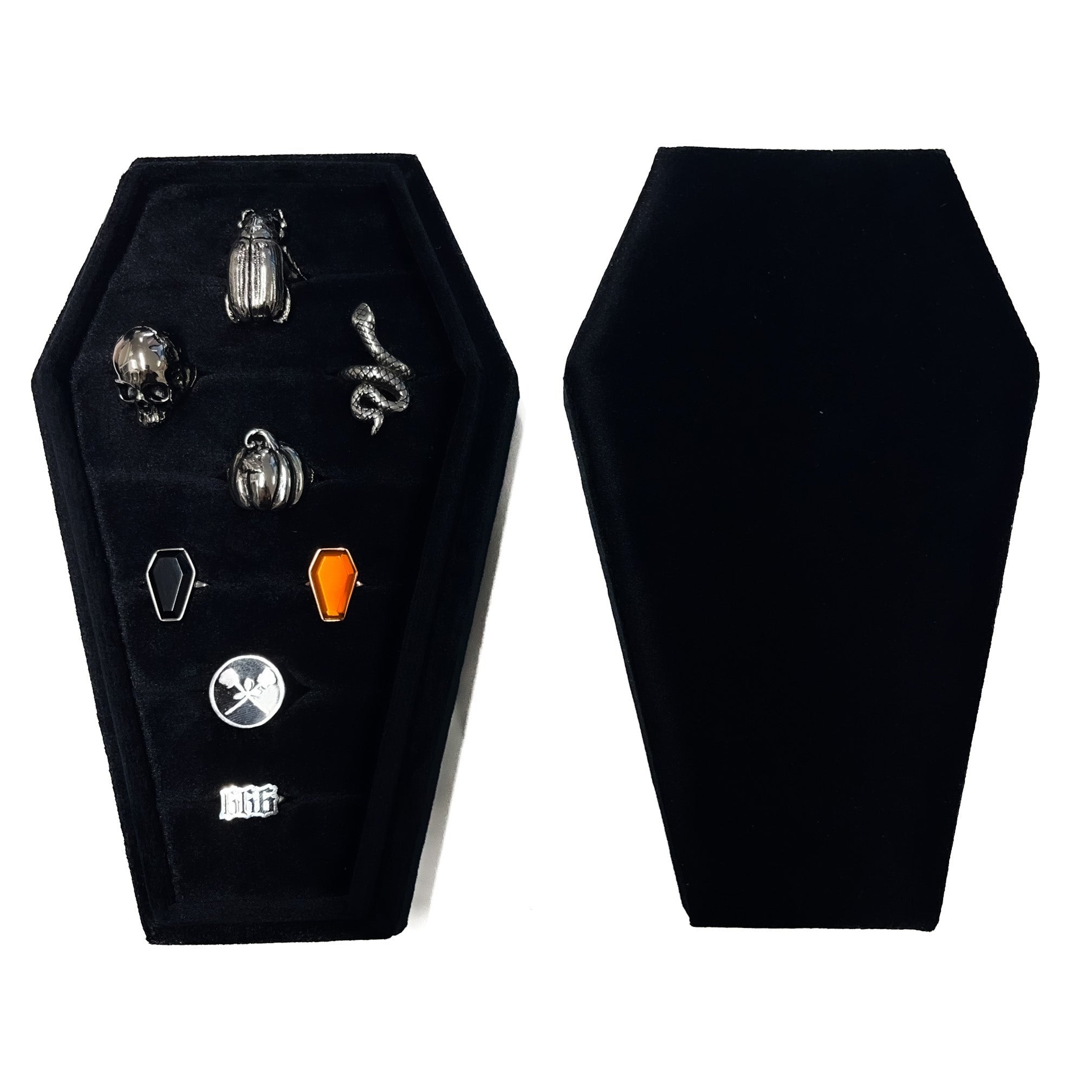Gothic Large Plain Coffin Ring Tray - Stylish Jewelry Organizer for Gothic Home Decor, Halloween Party & Vampire Themed Events