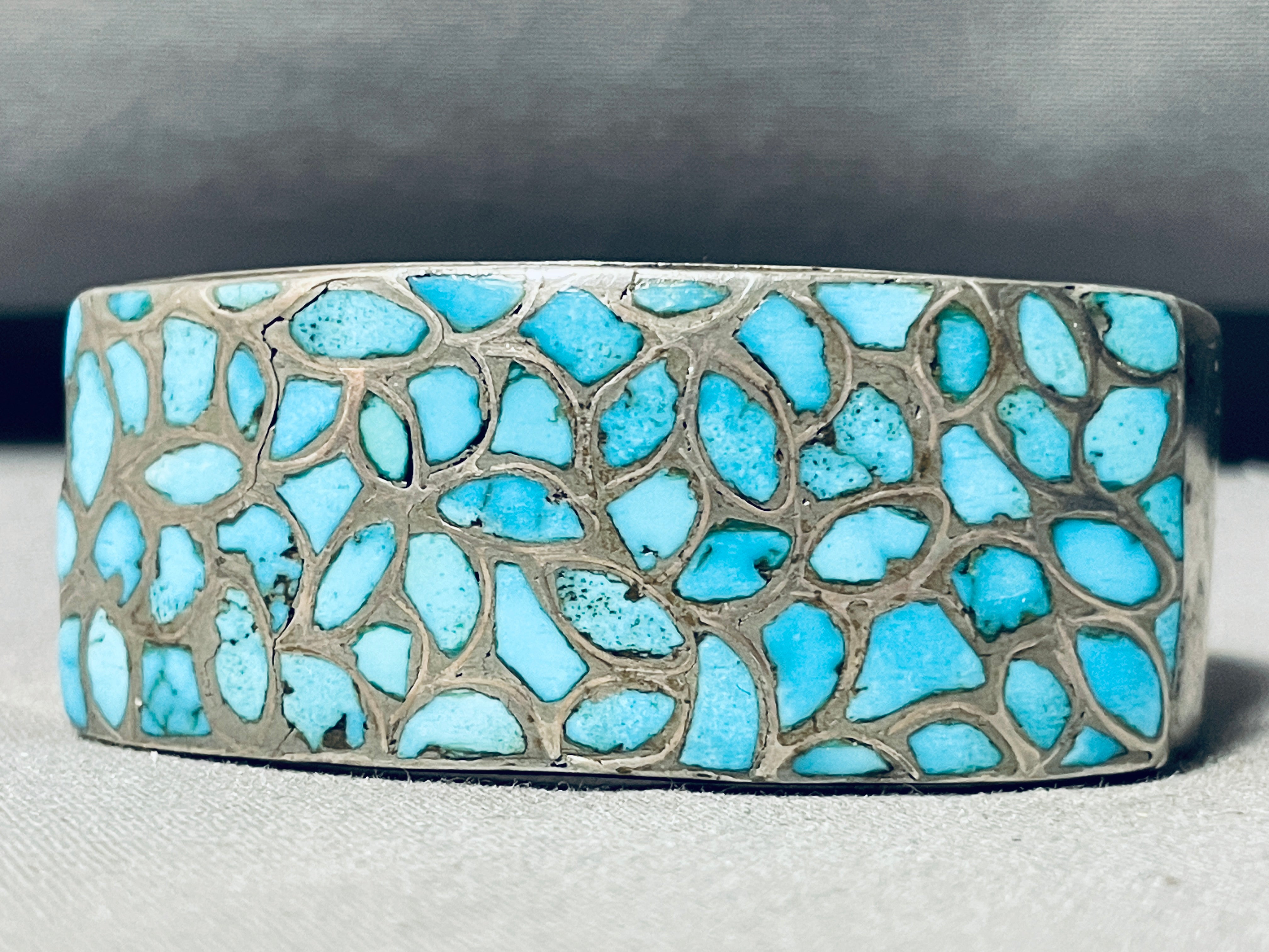6.5 Inch Vintage Zuni Turquoise Sterling Silver Bracelet for Women - Handmade Native American Jewelry for Boho, Casual & Special Occasions