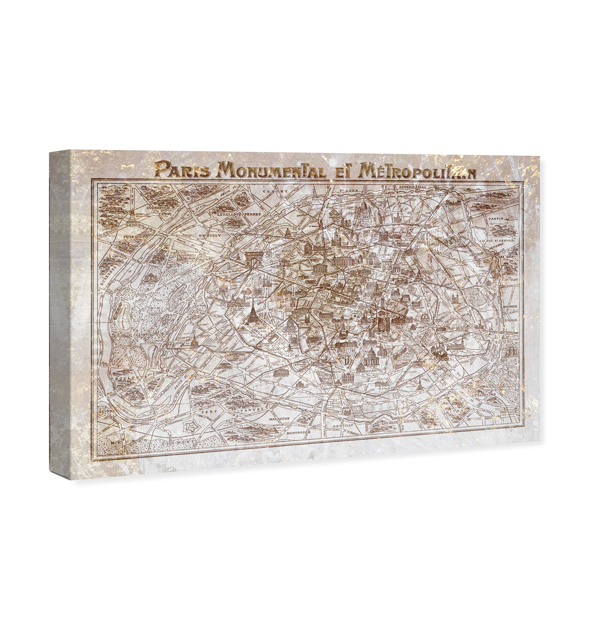 Dusty Paris Map Wall Art Canvas Print - 30