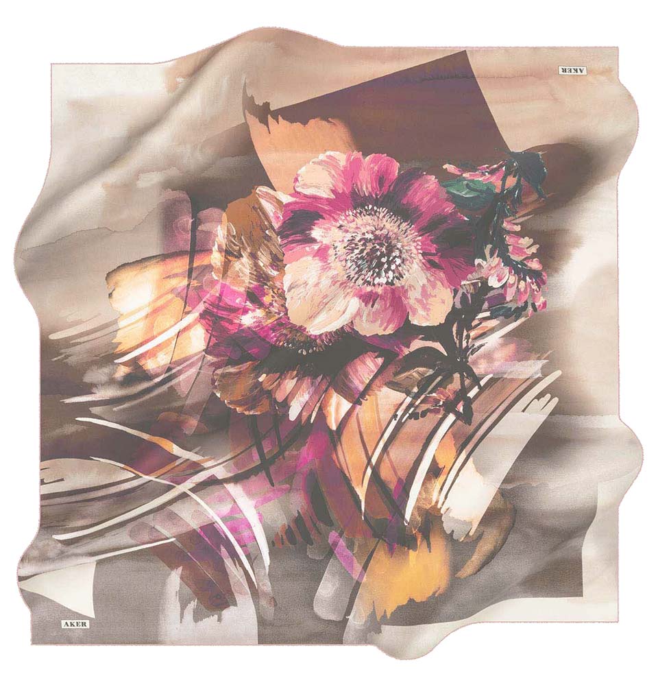 Aker Silk Cotton Patterned Square Scarf #8086 491 - Stylish Fashion Accessory for Women, Perfect for Office, Party and Travel Outfits