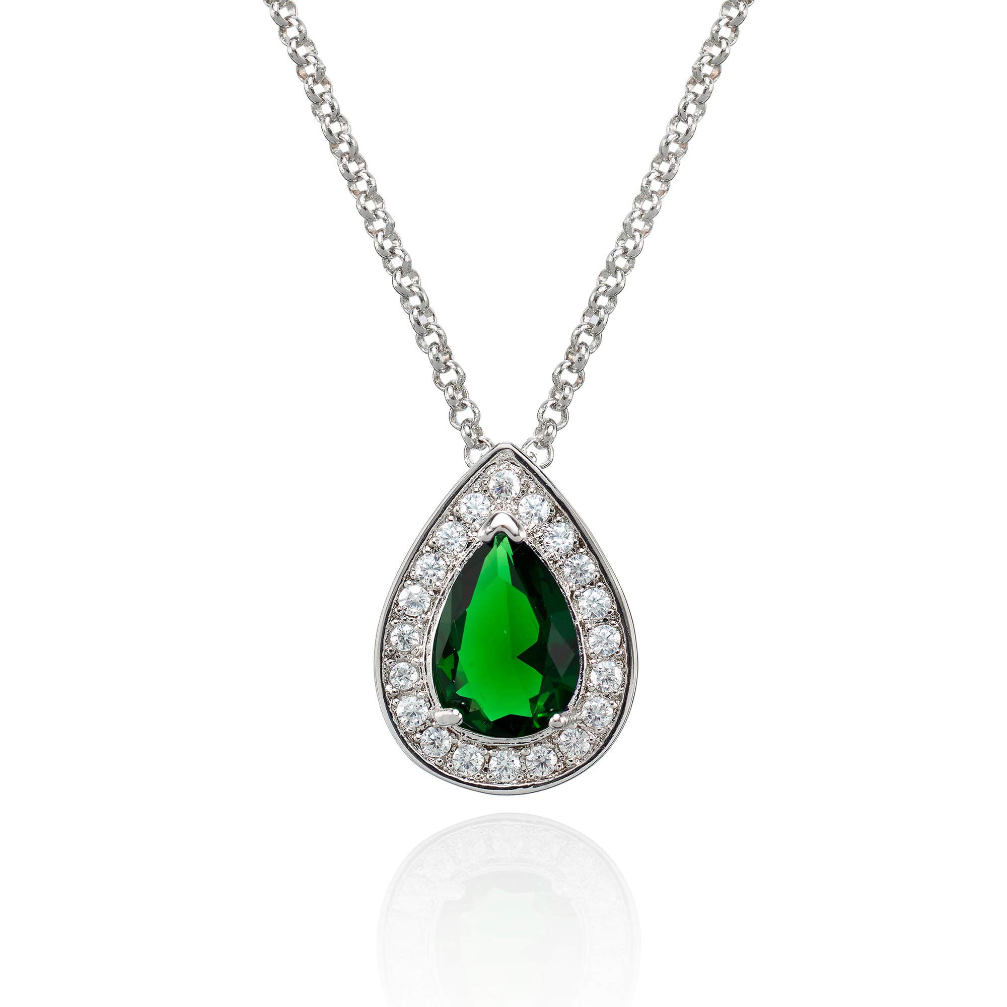 Namana Teardrop Pendant Necklace for Women - Pear Shaped Gemstone Jewelry with Gift Box | Elegant Colored Stone Necklace for Everyday Wear, Date Nights & Special Occasions