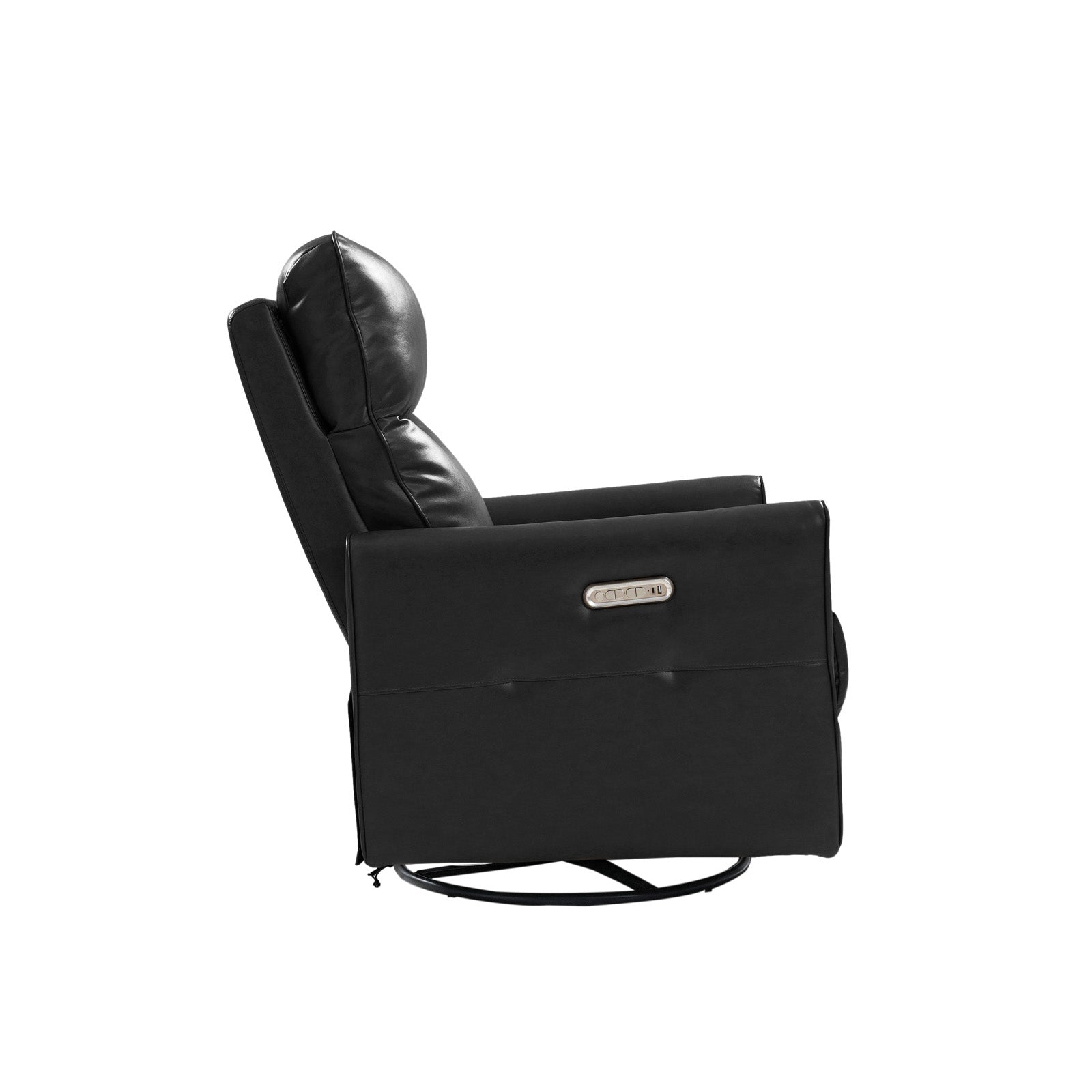 Modern Faux Leather Power Swivel Recliner Chair with USB Charging & Adjustable LED Reading Lamp - Perfect for Home Theater, Living Room & Office Relaxation