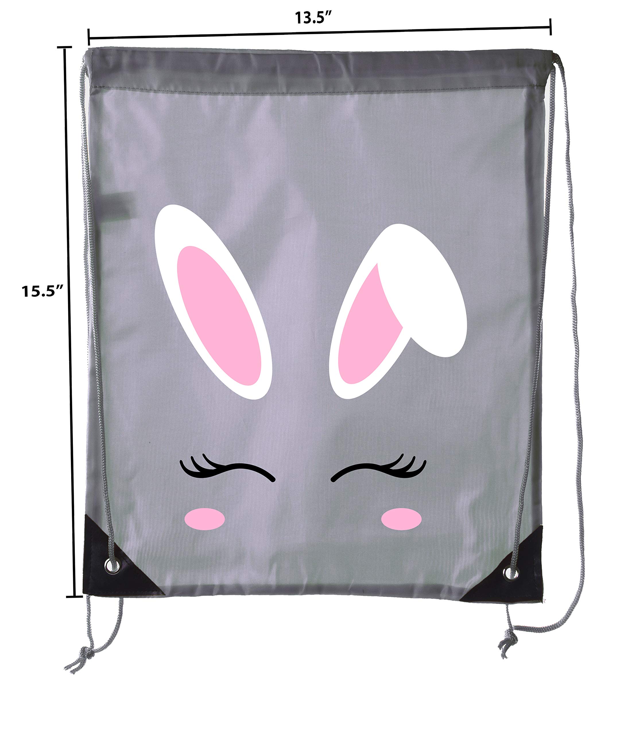 Easter Basket Bags with Bunny Face - Bulk Drawstring Backpacks for Easter Party Favors & Goody Bags | Perfect for Easter Egg Hunts, Classroom Treats & Spring Celebrations