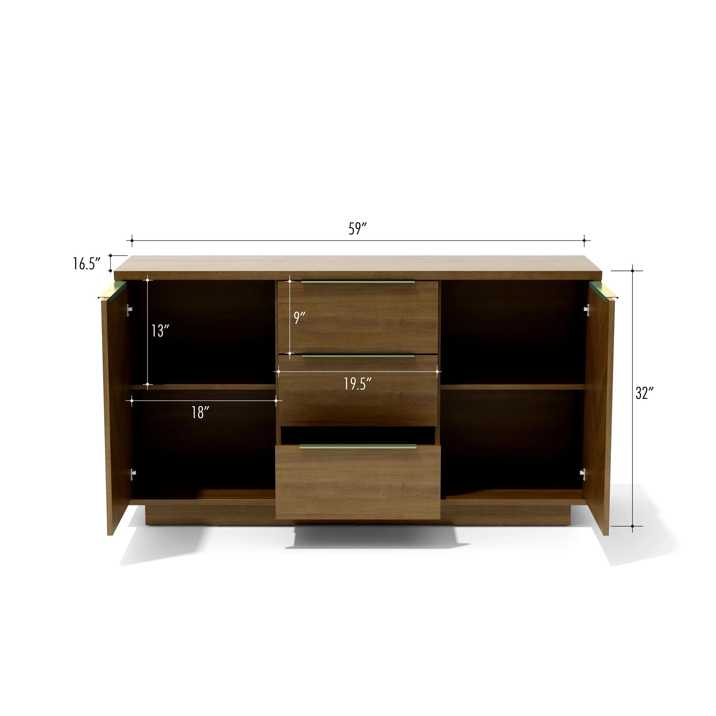 Anderson Teak Hokkaido Sideboard SB 15042 - Solid Teak Wood Buffet Cabinet with Storage for Dining Room, Living Room & Entryway