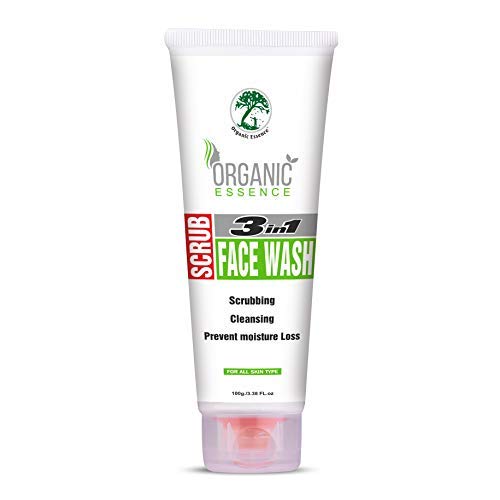 Organic Essence 3-in-1 Face Wash for Daily Use - Cleansing, Exfoliating & Brightening | Paraben-Free, 100g | Perfect for Morning & Night Skincare Routine