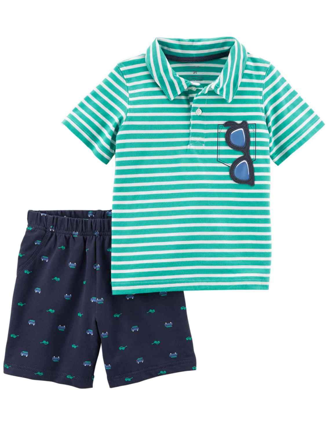 **Carters Baby Boy Outfit Set - Polo Shirt, Shorts & Sunglasses for Infants & Toddlers | Summer Play, Beach & Outdoor Activities**