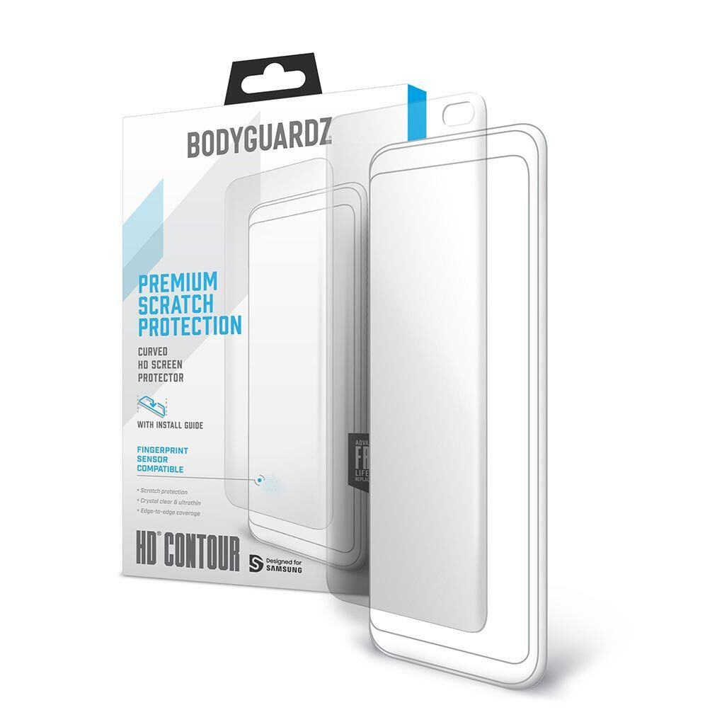 BodyGuardz HD Contour Screen Protector for Samsung Galaxy S10 - Tempered Glass Shield with Edge-to-Edge Protection | Perfect for Everyday Use, Work & Travel