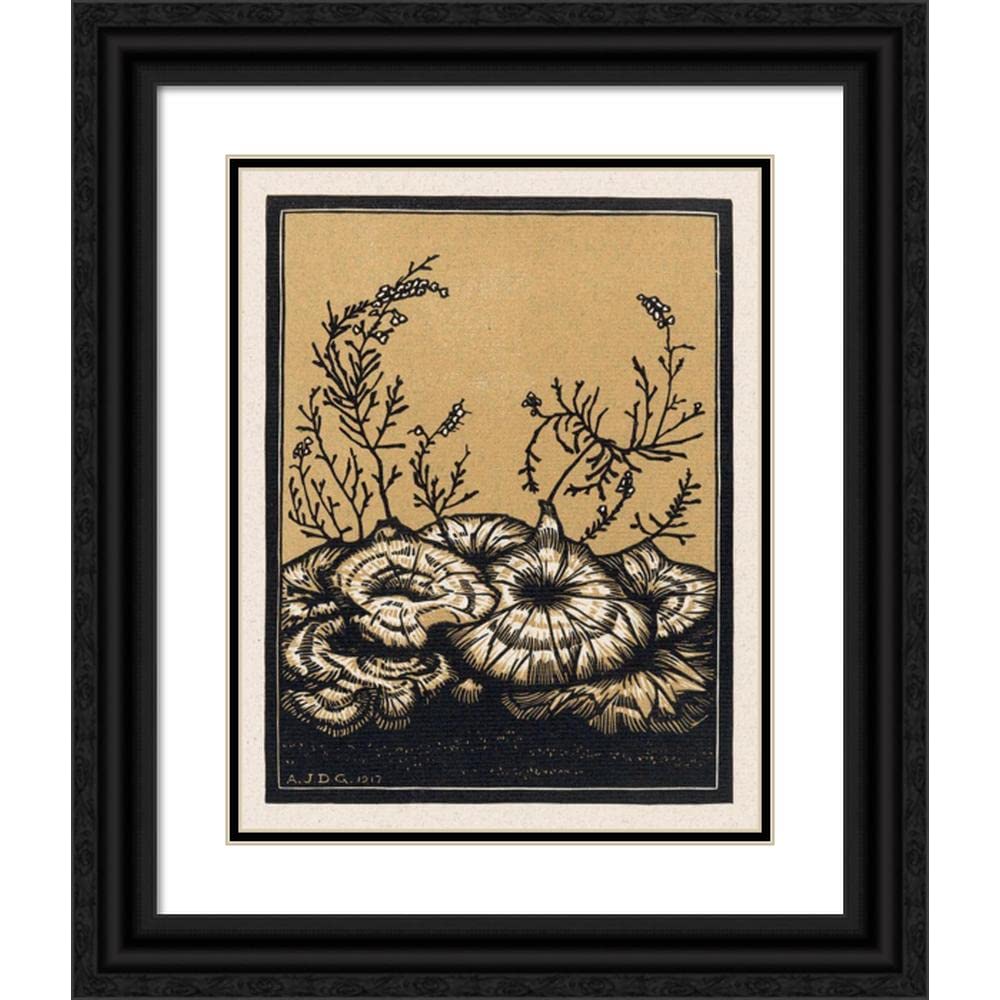 Julie de Graag 20x24 Inch Black Ornate Framed Double Matted Museum Art Print - Flowering Plants (1917) - Vintage Botanical Wall Decor for Living Room, Bedroom & Office