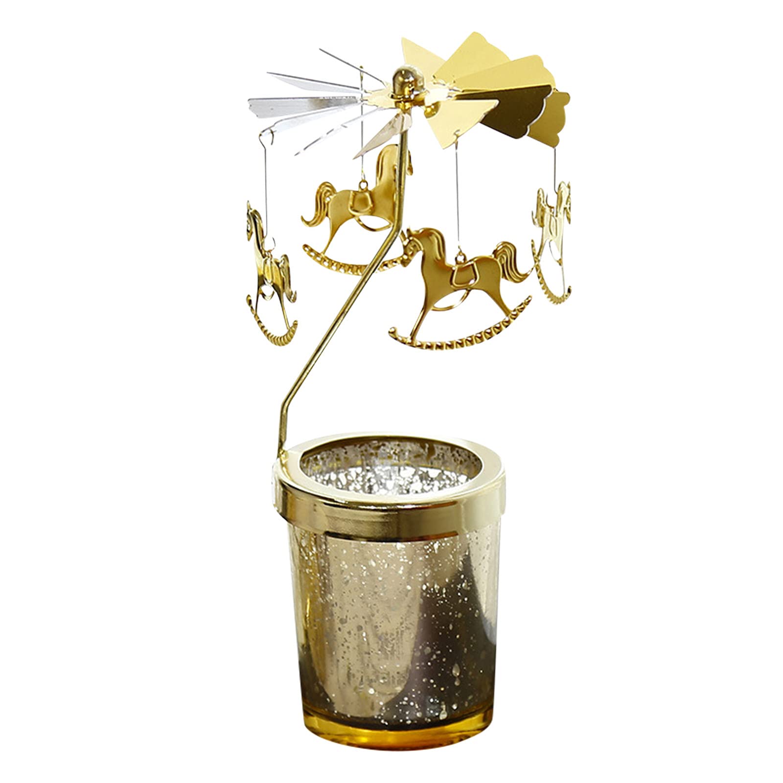 Sequn Rotating Metal Candle Holder - Gold Carousel Candlestick for Scented Candles, Elegant Home Decor & Dinner Party Centerpiece - Perfect for Romantic Dinners, Wedding Decorations & Holiday Tablescapes