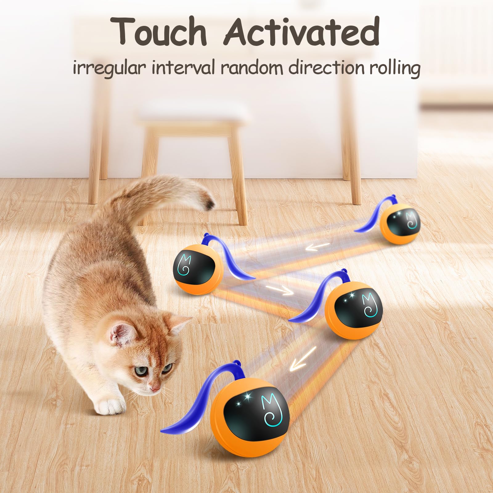 Interactive Cat Ball Toy Set - Glowing Chase Ball with Fluffy Tail for Playful Cats