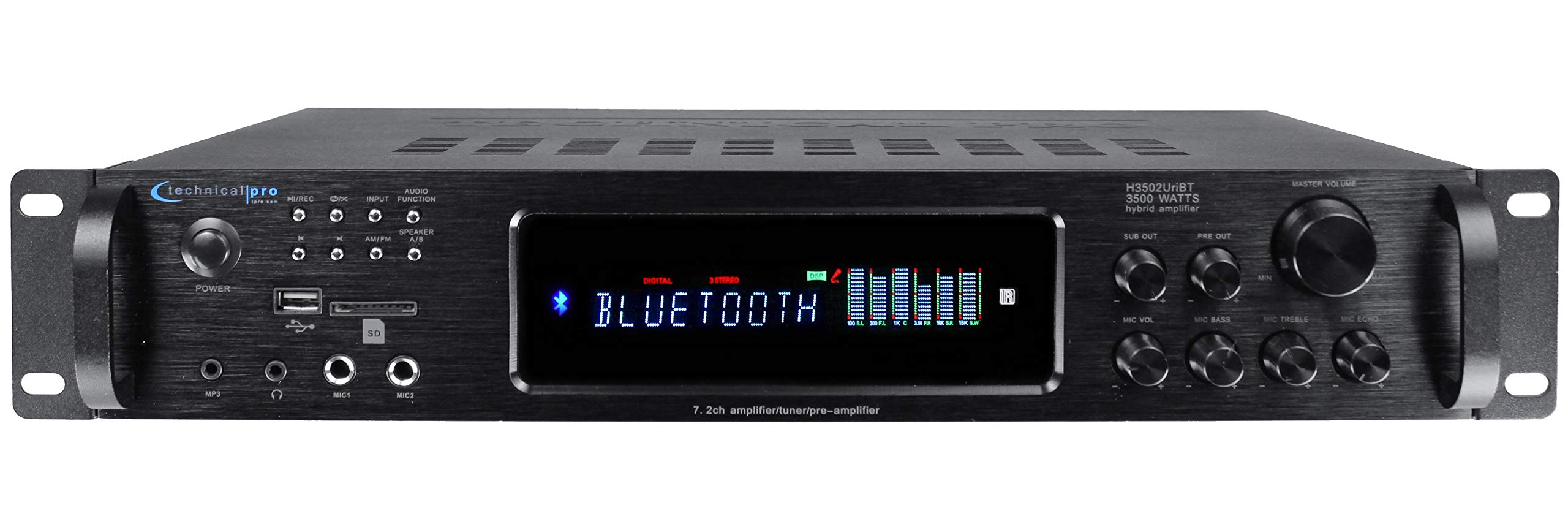 Technical Pro Digital Hybrid Amplifier with Preamp Tuner - USB, Bluetooth, FM Radio, iPod/iPhone Compatible, Recorder, Wireless Remote - Perfect for Home Theater, DJ Setup & Live Music Performances