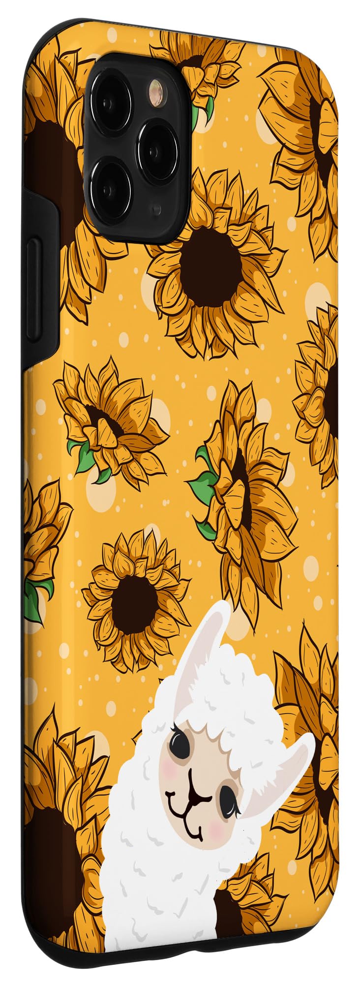 iPhone 11 Pro Max Case - Cute Llama Alpaca Sunflower Pattern in Yellow, White & Green | Durable Protective Cover for Everyday Use, Travel & Outdoor Activities