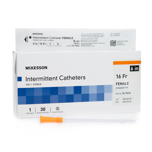 McKesson Straight Tip Uncoated PVC Urethral Catheter - 6 Inch, Various Sizes - Ideal for Medical Procedures & Home Healthcare Use
