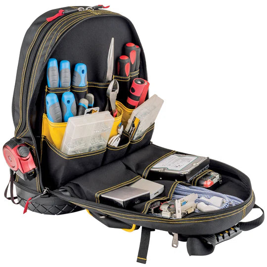 18 Inch Professional Tool Backpack for Electricians & Contractors - Heavy Duty Work Backpack with Multiple Pockets - Perfect for Construction Sites & DIY Projects