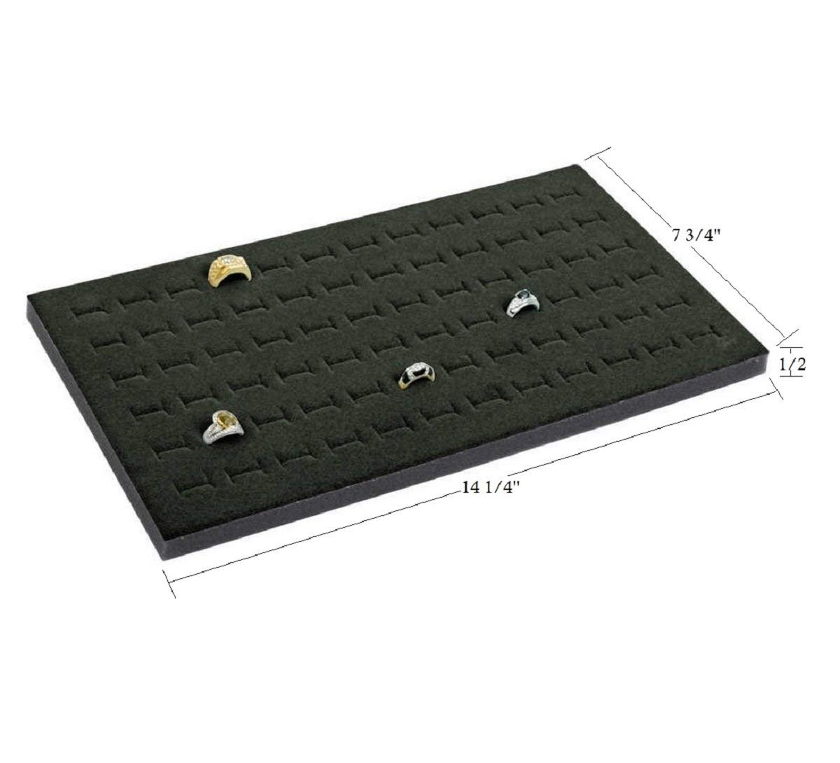72-Slot Black Jewelry Travel Ring Insert Foam & Stackable Tray Set (15” x 8.5” x 1”) - Jewelry Display Organizer for Retail Stores, Showcases, Countertops - Perfect for Ring Storage, Organization & Travel Jewelry Cases