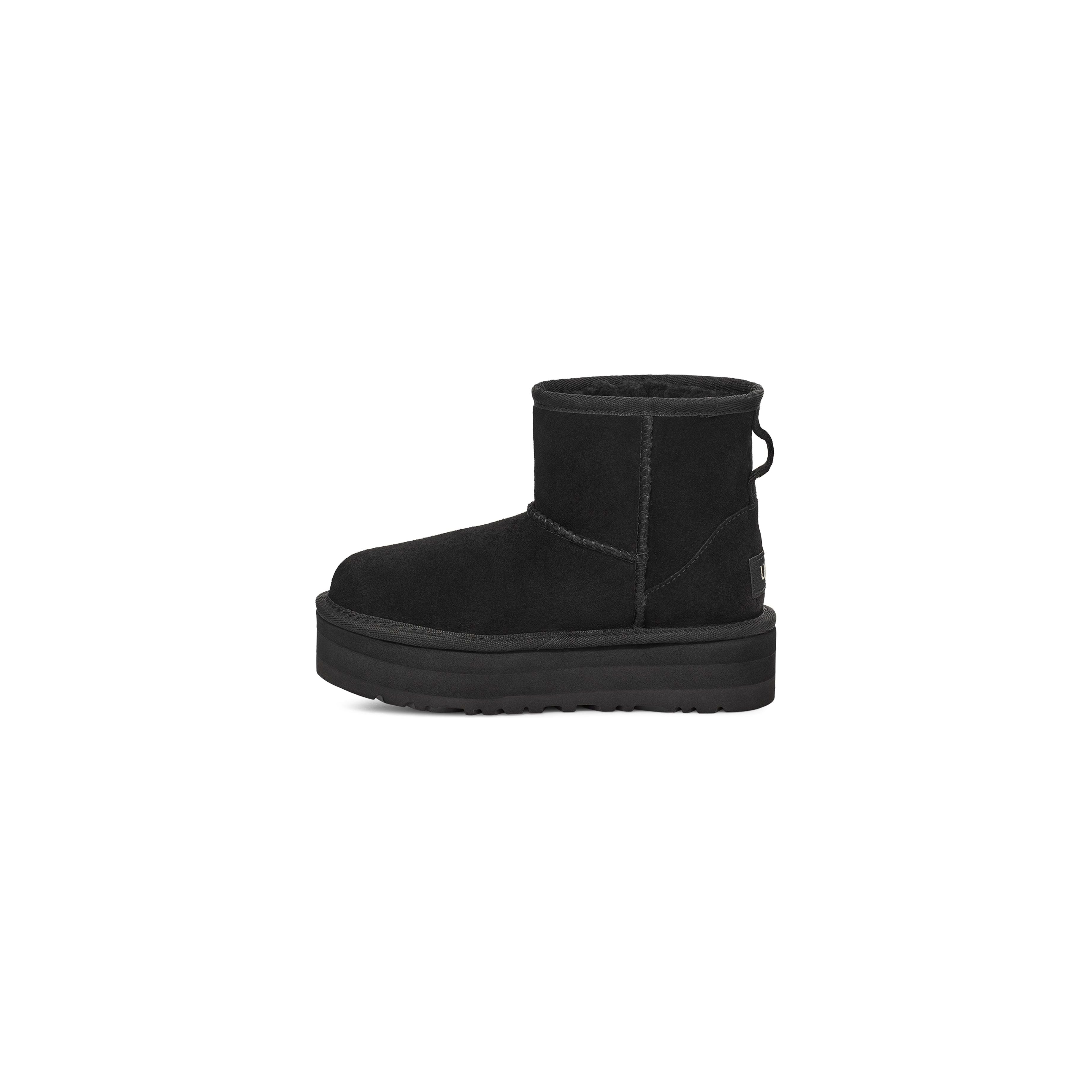 UGG Kid's Classic Mini Platform Boots in Black | Waterproof Winter Snow Boots for Girls & Boys | Perfect for School, Outdoor Play & Cold Weather