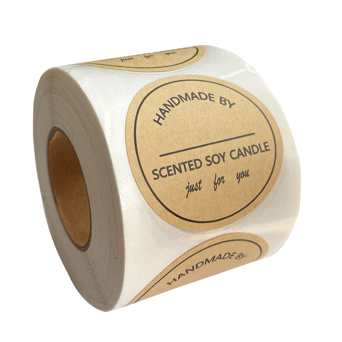 Handmade with Love Stickers - 2 Inch Candle Warning Labels (500 Pcs/Roll) - DIY Candle Making Supplies for Small Business & Boutiques - Perfect for Jar Candles, Soy Wax, and Gift Packaging
