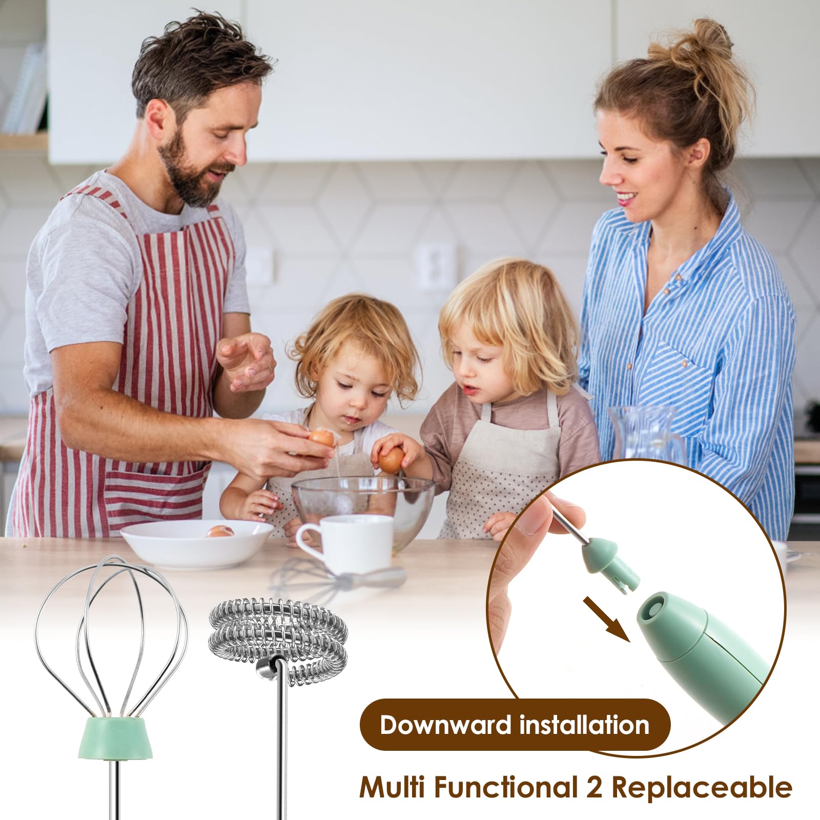 Premium Rechargeable Electric Milk Frother - Handheld Whisk Drink Mixer for Coffee, Latte, Cappuccino, Frappe & Matcha | Powerful Foam Maker & Hand Blender | Perfect for Home, Office & Cafe Use