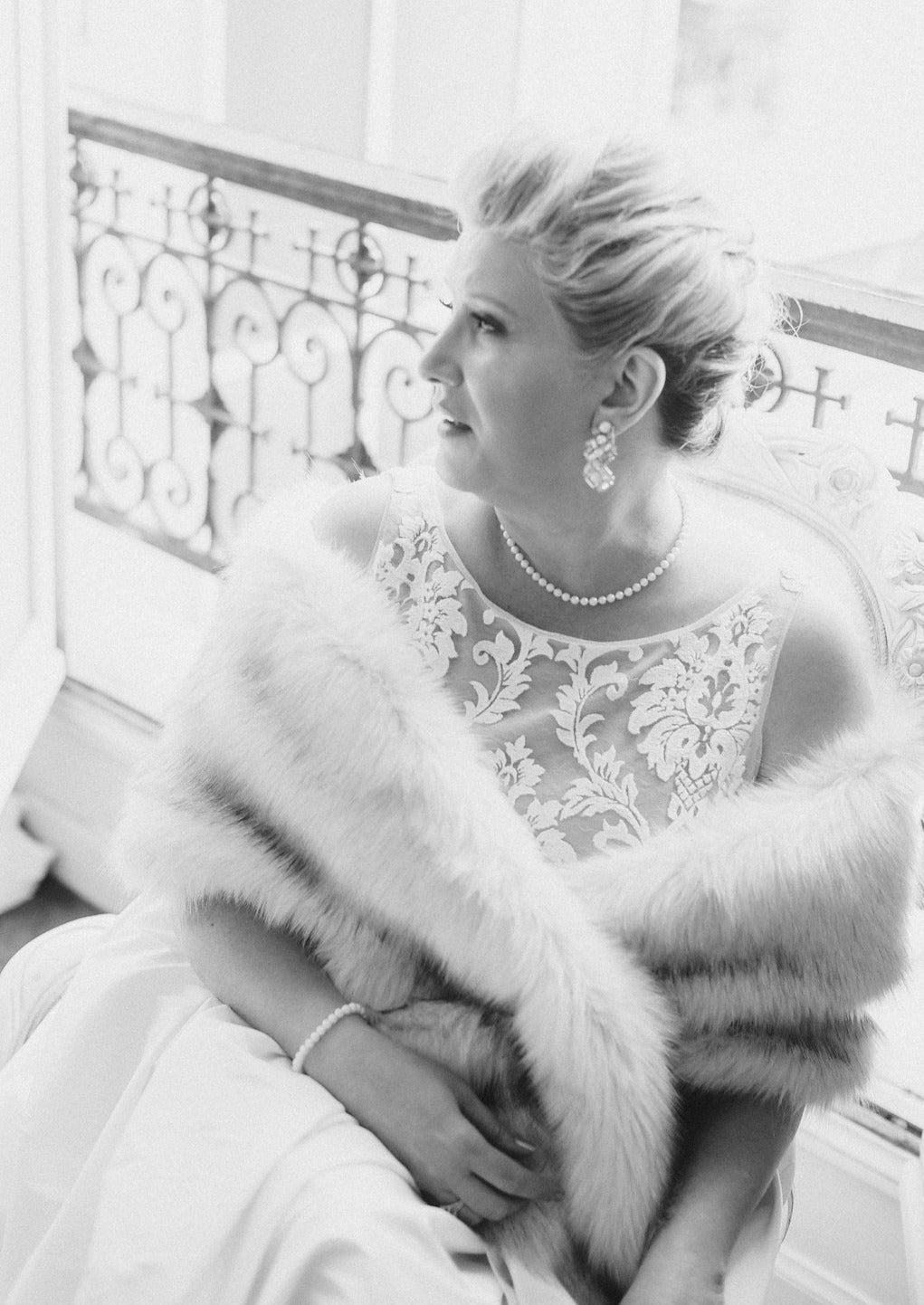 Luxury Champagne Fur Shawl Wrap - Elegant Lilian Cha03 Design for Women - Perfect for Weddings, Parties & Evening Events