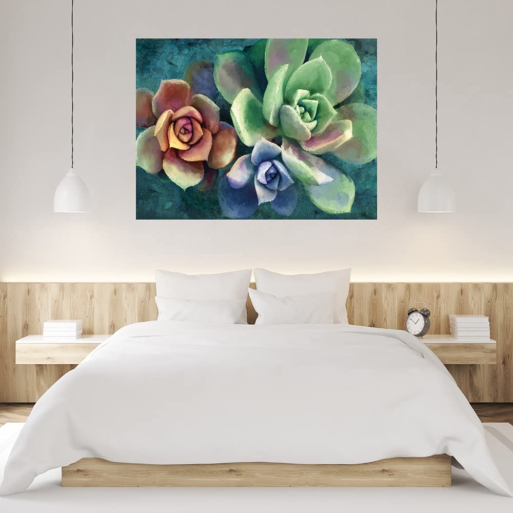 Hand-Painted Gemstone Fine Art Canvas Wall Decor - 43x32 Inch Ready to Hang Painting for Living Room, Bedroom, Office & More - Perfect for Home Decor, Housewarming Gifts & Interior Design