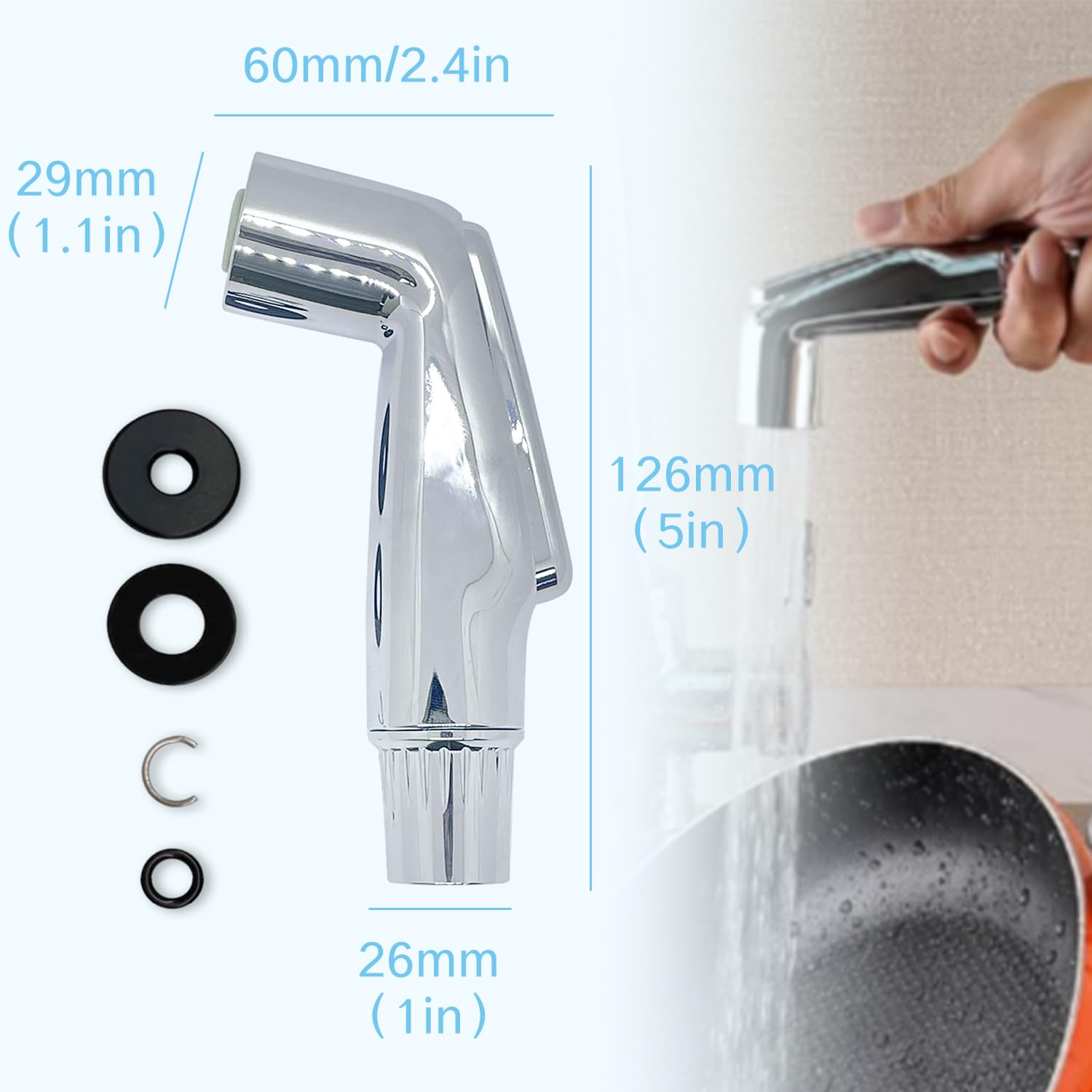 1 Pack Universal Kitchen Sink Sprayer Replacement Head - Chrome Pull Out Faucet Spray Attachment with Easy Installation for Most Sinks | Perfect for Dishwashing, Vegetable Rinsing & Countertop Cleaning