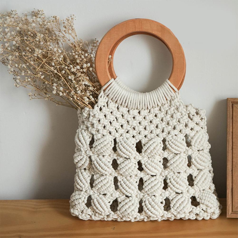 Stylish Cotton Rope Straw Tote Bag for Women - Perfect for Beach, Shopping & Summer Outfits