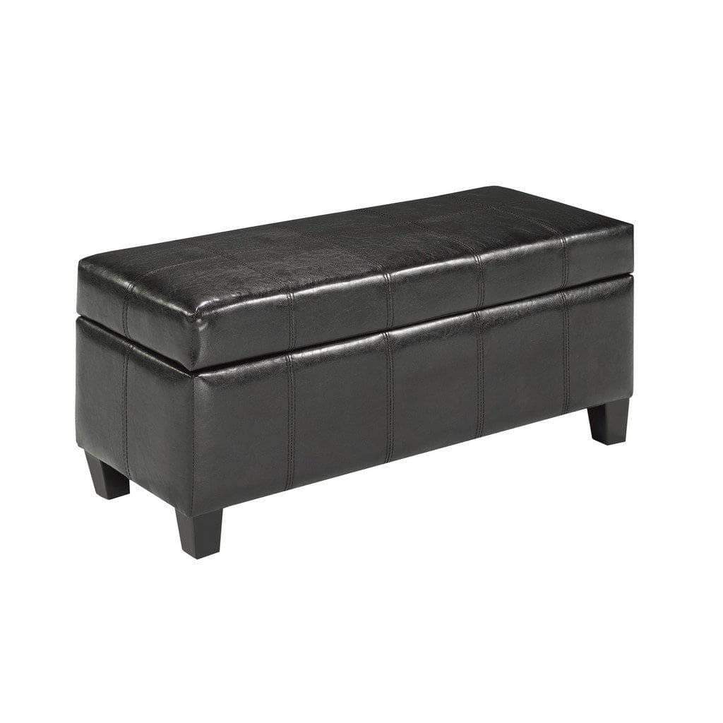 Sahara Faux Leather Storage Ottoman Bench with Lift Top - 2 Color Options for Living Room, Bedroom & Home Decor