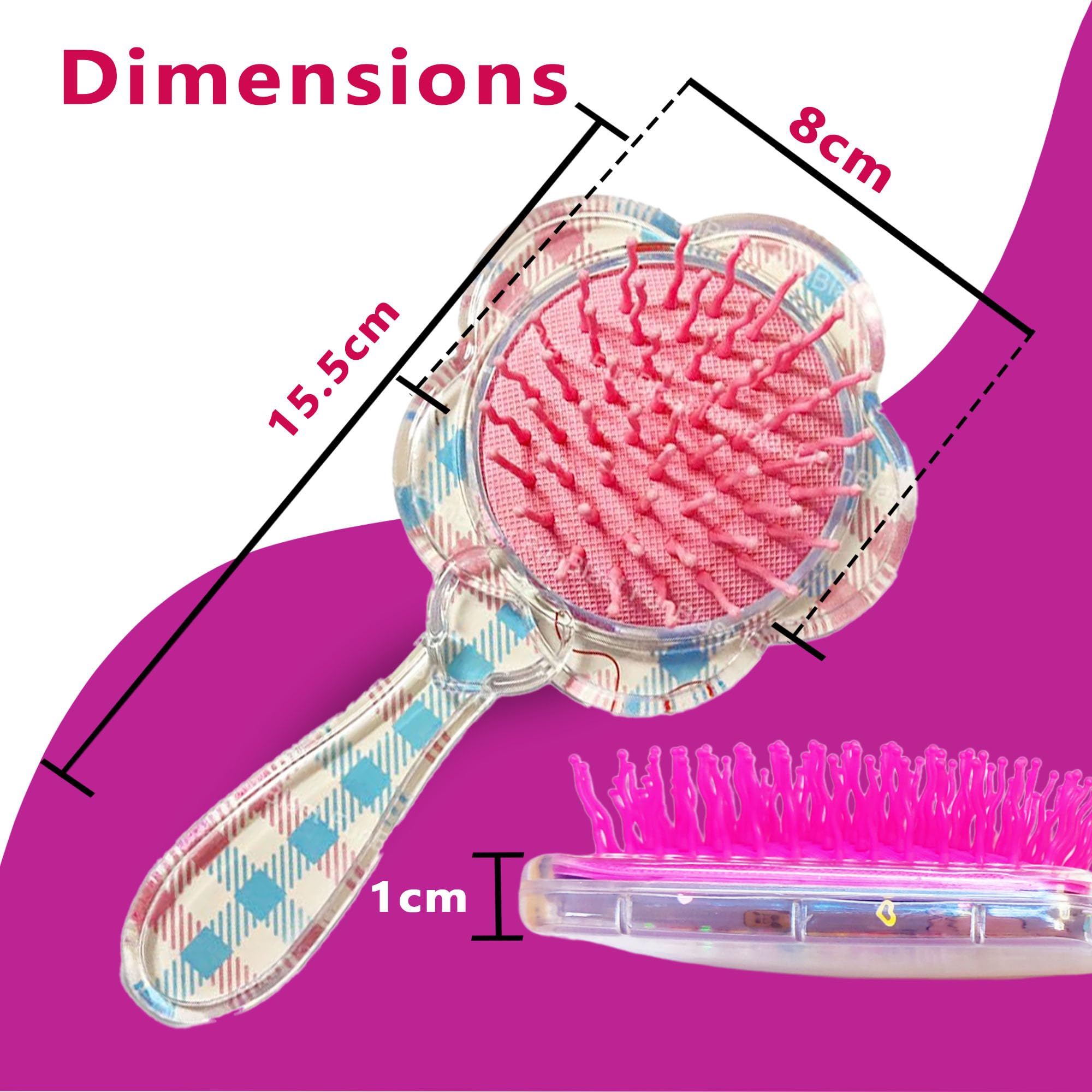 FunBlast Glitter Hair Brush Comb for Girls & Women - Flower Shaped Detangling Brush for Kids, Teens & Adults | Perfect for School, Parties & Daily Styling (Random Color)