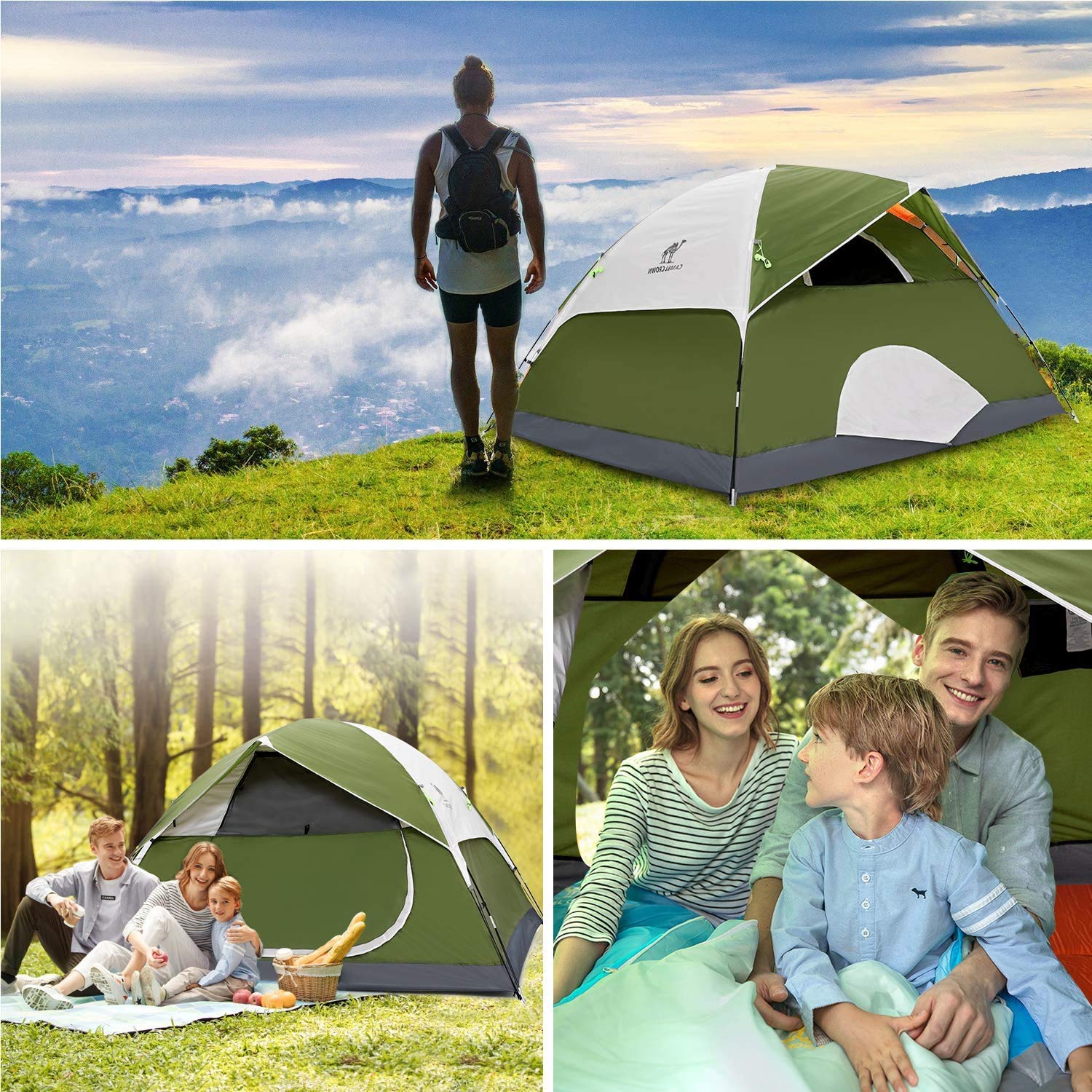 CAMEL CROWN 2-5 Person Waterproof Camping Tent - Lightweight for Hiking & Backpacking