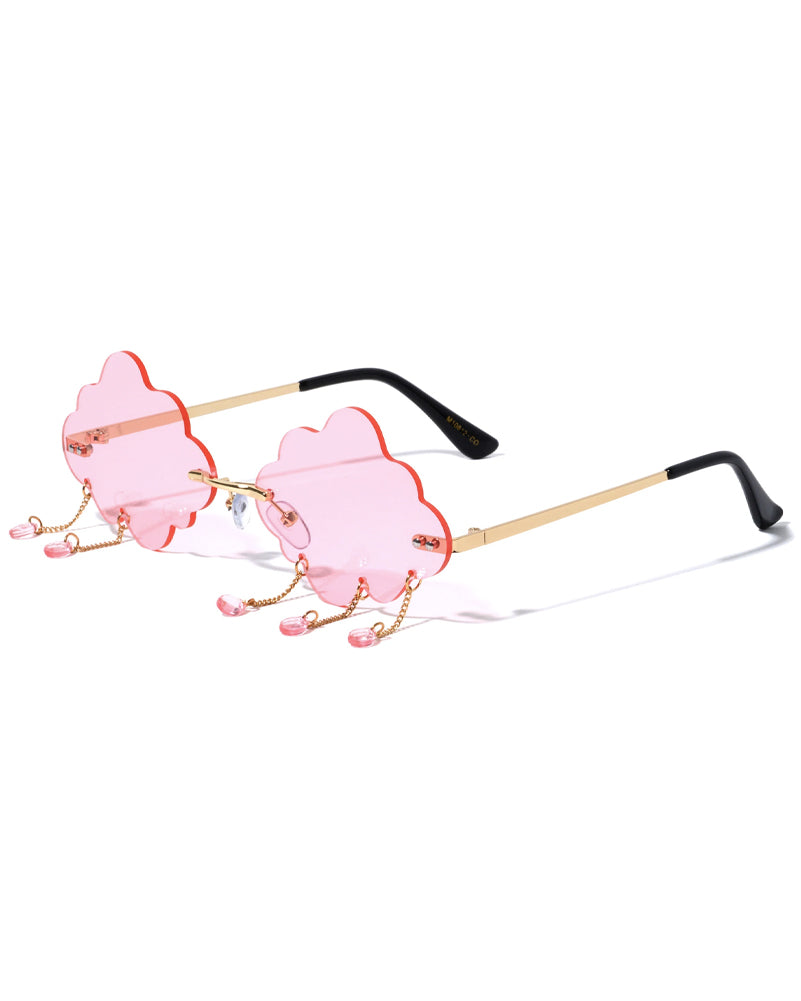 60s Pink Festive Cloud Glasses - Vintage Retro Sunglasses for Women & Men - Perfect for Parties, Festivals & Themed Events