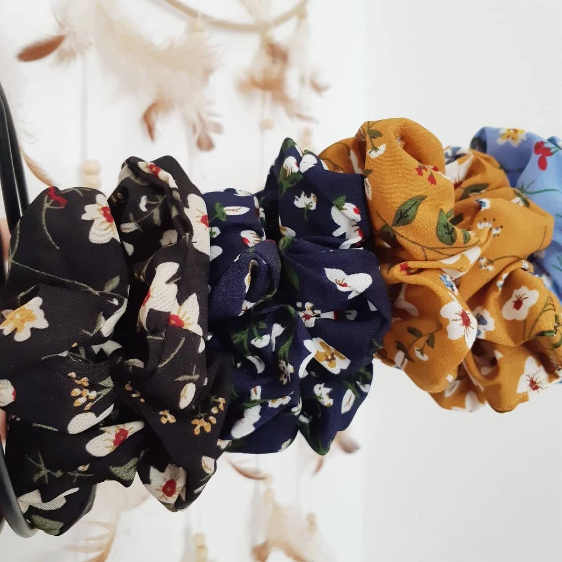 Trendy Club™ 24-Piece Multicolor Hair Scrunchies Set - Velvet, Chiffon & Satin Cotton Elastic Hair Bands for Women & Girls - Perfect for School, Work, Gym & Everyday Styling