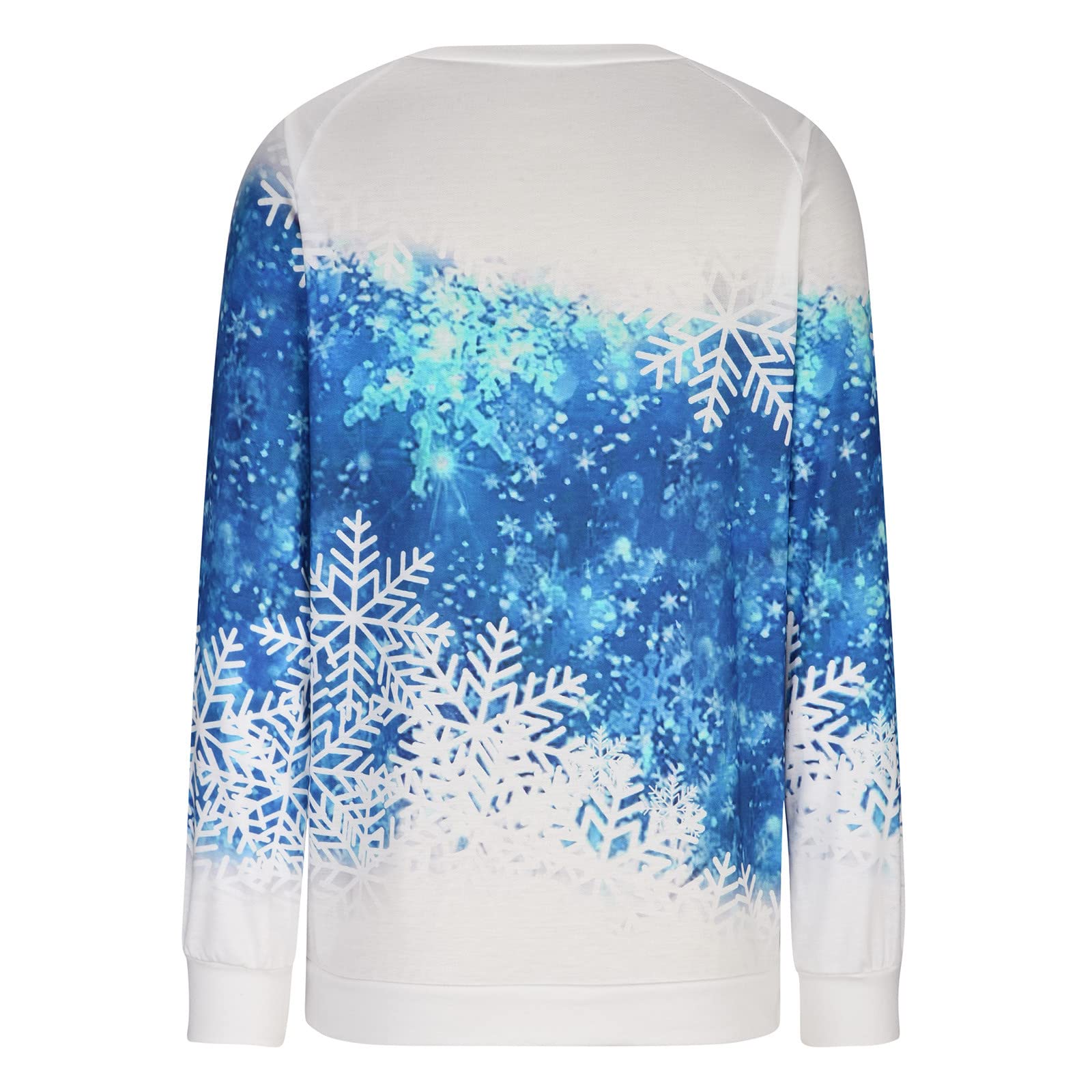 Women's Casual Printed Round Neck Long Sleeve Loose T-Shirt - Autumn Pullover Blouse & Christmas Jumper with Reindeer Santa Graphic - UK Size - Perfect for Holiday Parties & Cozy Winter Outfits
